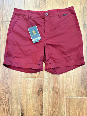 Kailas women’s Flat Front Shorts 6” pockets Red XL NWT